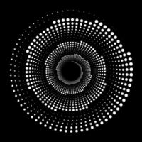 Design spiral dots backdrop. Abstract monochrome background. Optical art. vector