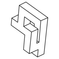 Impossible object. Line design. Impossible shape. Optical illusion. Op art. Unreal geometric figures. vector