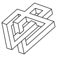 Impossible shape logo design, optical illusion object. Unreal geometric figures. Op art. vector