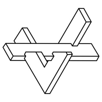 Impossible shapes. Line design. Isolated on a white background. Optical illusion objects. Op art. Sacred geometry figures.