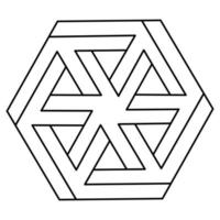 Sacred geometry hexagon. Impossible shapes. Web design element. Optical illusion object. Line design. Geometric figures. Optical art. vector