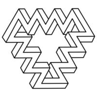 Geometric figures. Impossible shape. Web design element. Optical illusion object. Escher style. Line design. Op art. Sacred geometry shapes. vector