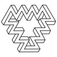 Geometric figures. Impossible shape. Web design element. Optical illusion object. Escher style. Line design. Op art. Sacred geometry shapes. vector