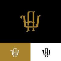 Monogram logo with Initial letter A, V, AV or VA vintage overlapping gold color on black background vector