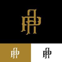 Monogram logo with Initial letter A, P, AP or PA vintage overlapping gold color on black background vector