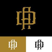 Monogram logo with Initial letter A, D, AD or DA vintage overlapping gold color on black background vector