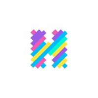 Plantilla de diseño de logotipo de letra h pixel moderno colorido. Ilustración de vector de elemento de símbolo de icono de tecnología creativa perfecta para su identidad visual.