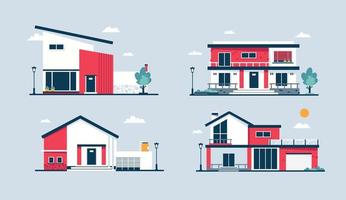 vector building house concept 4 bundle for poster, background, print, flyer and brand