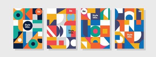 Collection of corporate identity flyer templates. A4 vector business presentation set geometric orientation mockup.