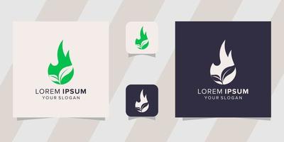 leaf with fire logo template vector