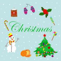 Set of Christmas elements. Holiday greeting card vector