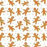 seamless pattern of christmas gingerbread cookies in the shape of a man on white background vector