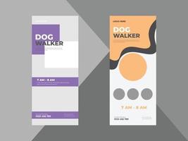 Dog walker service Roll Up Banner Design. Pet Walking service Poster leaflet design template bundle, flyer, poster, print-ready, vector