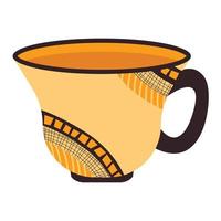 Ceramic Orange Mug with Scandinavian Pattern vector