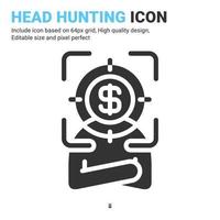 Head hunting icon vector with glyph style isolated on white background. Vector illustration recruitment sign symbol icon concept for business, finance, industry, company, web, apps and project