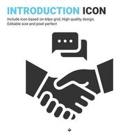 Introduction icon vector with glyph style isolated on white background. Vector illustration interaction sign symbol icon concept for business, finance, industry, company, apps, web and project