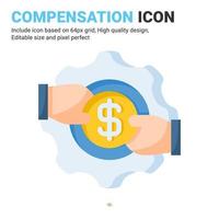 Compensation icon vector with flat color style isolated on white background. Vector illustration wage, salary sign symbol icon concept for business, finance, industry, company, app, web and project