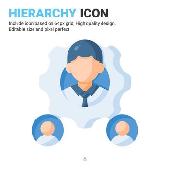 Hierarchy icon vector with flat color style isolated on white background. Vector illustration organization sign symbol icon concept for business, finance, industry, company, apps, web and project