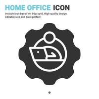 Remote employee icon vector with glyph style isolated on white background. Vector illustration work from home sign symbol icon concept for business, finance, industry, company, app and project