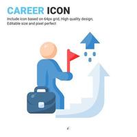 Career advancement icon vector with flat color style isolated on white background. Vector illustration progress sign symbol icon concept for business, finance, industry, company, apps and project