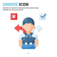 Choice icon vector with flat color style isolated on white background. Vector illustration selection sign symbol icon concept for business, finance, industry, company, web, apps, ui, ux and project