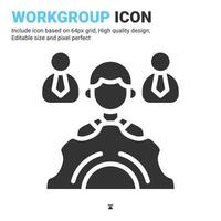 Workgroup icon vector with glyph style isolated on white background. Vector illustration teamwork sign symbol icon concept for business, finance, industry, company, apps, web and all project