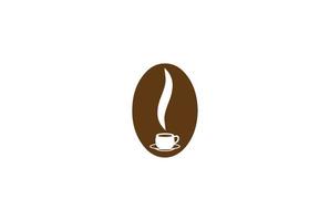 Simple Coffee Bean Mug Hot Coffee Cafe Restaurant Logo Design Vector