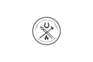 Retro Vintage Crossed Pliers and Hammer for Blacksmith Logo Design Vector