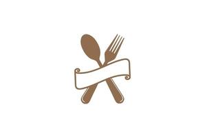 Vintage Hipster Spoon and Fork for Chef Cook Restaurant Logo Design Vector