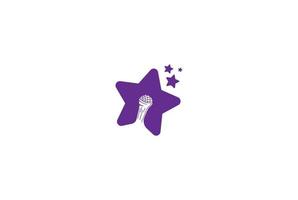 Simple Star with Mic for for Podcast Music Song Concert Show Logo Design Vector