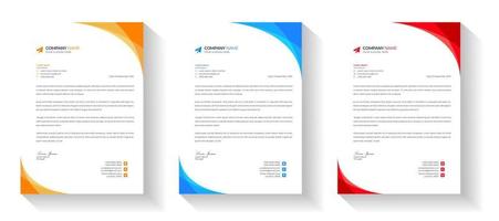 corporate modern letterhead design template set with yellow, blue and red color. creative modern business letter head design templates for your project. letterhead design. letter head design. vector
