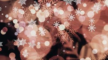 Gold snowflakes and bokeh pastel falling. video