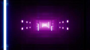 palo de luz de color neón resplandor en el túnel de metal vj video