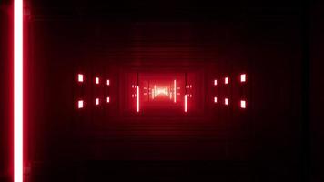 palo de luz roja resplandor en el túnel de metal vj video