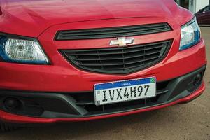 Cambara do Sul, Brazi, July 19, 2019. Car license plate with new design used by countries from Mercosur, Southern Common Market, at Cambara do Sul. A small rural town in eastern of Rio Grande do Sul photo