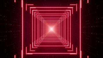 Glowing Geometric Square Red Light Tunnel video