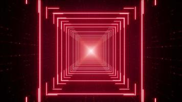 Glowing Geometric Square Red Light Tunnel video