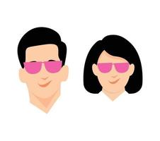 man woman avatar with pink glasses on white vector