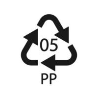 símbolo de reciclaje de plástico pp 5 icono de vector. vector