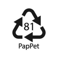 Paper cardboard. Recycling codes 81 PapPet. Composite materials sign. Vector illustration