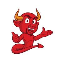 mascota del diablo de dibujos animados presentando vector