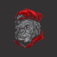 Gorilla wearing red hat vector