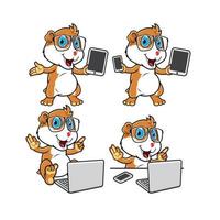 Hamster geek cartoon mascot vector