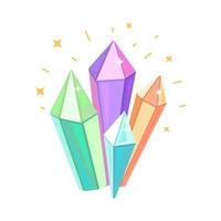 Crystals and gems of different colors on a white background. Vector illustration