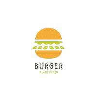 icono de logotipo de hamburguesa a base de plantas simple vector