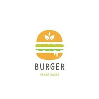 Logotipo de hamburguesa vegana con símbolo de ilustración de icono de hoja vector