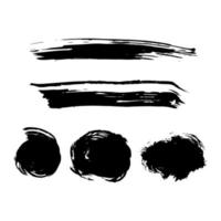 Set of messy abstract dry ink brush texture and stroke vector