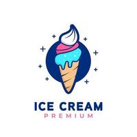 Plantilla de vector de símbolo de icono de logotipo de cono de helado dulce