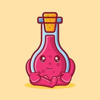 cute flask glass mascot with sad gesture isolated cartoon in flat style vector