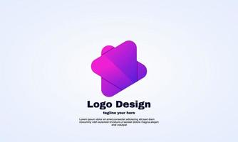 abstract play button logo design template vector illustrator